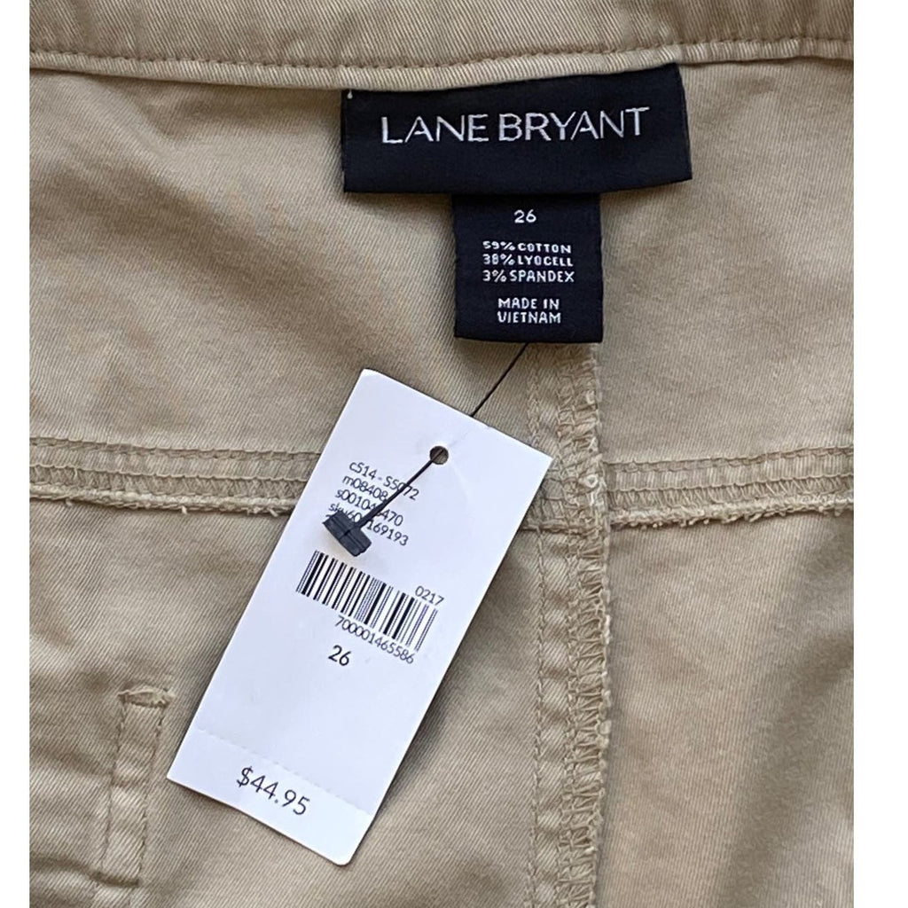 NWT ~ LANE BRYANT Tan Khaki Short Shorts Foldable Cuff ~ Women's Plus Size 26