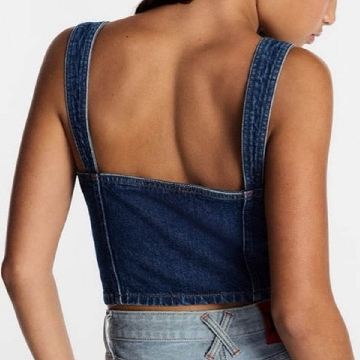 NWT ~ Lee "Kacey" Denim Blue Jean Bustier Button Front Top ~ Women's Plus XXL