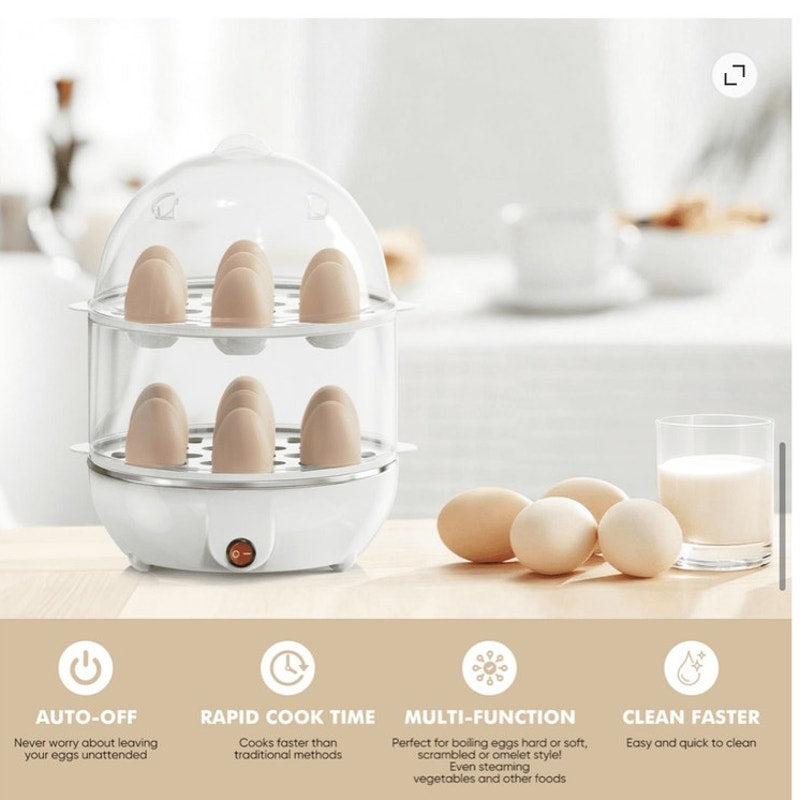 BRAND NEW ~ White 14 Egg Capacity Hard Boiled Rapid Electric Egg Cooker Auto Off
