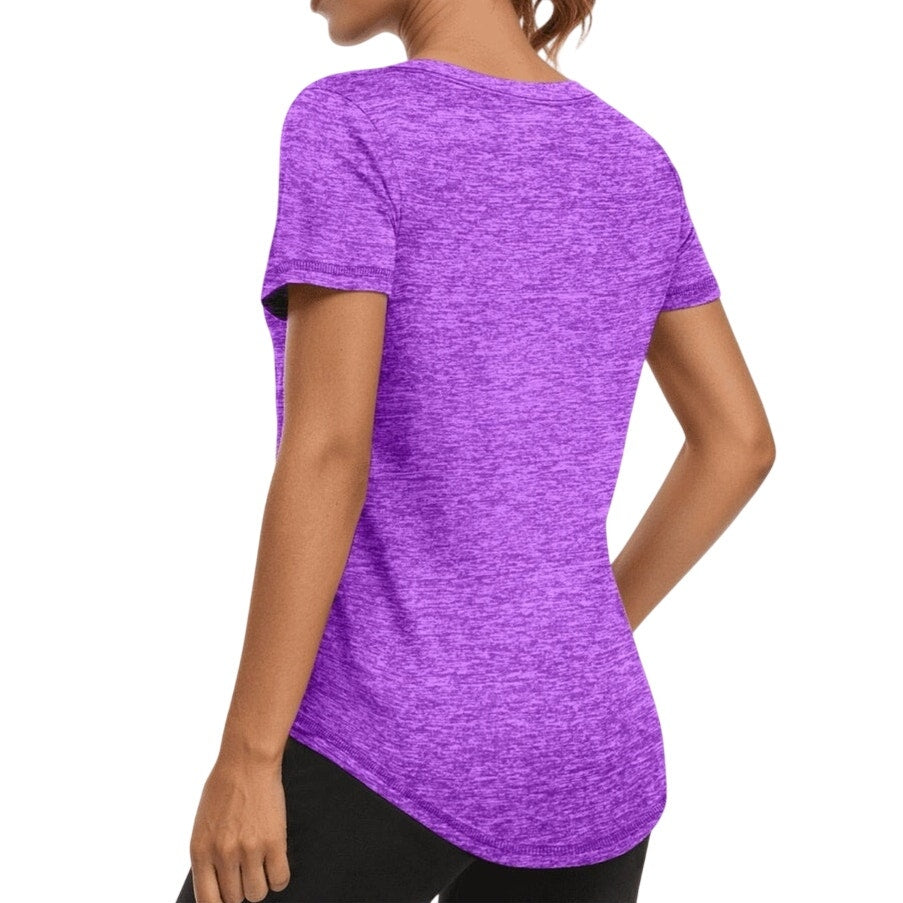 NWT ~ Purple Workout Shirt V-Neck Quick Dry Athletic Loose Gym Running Top ~ MED