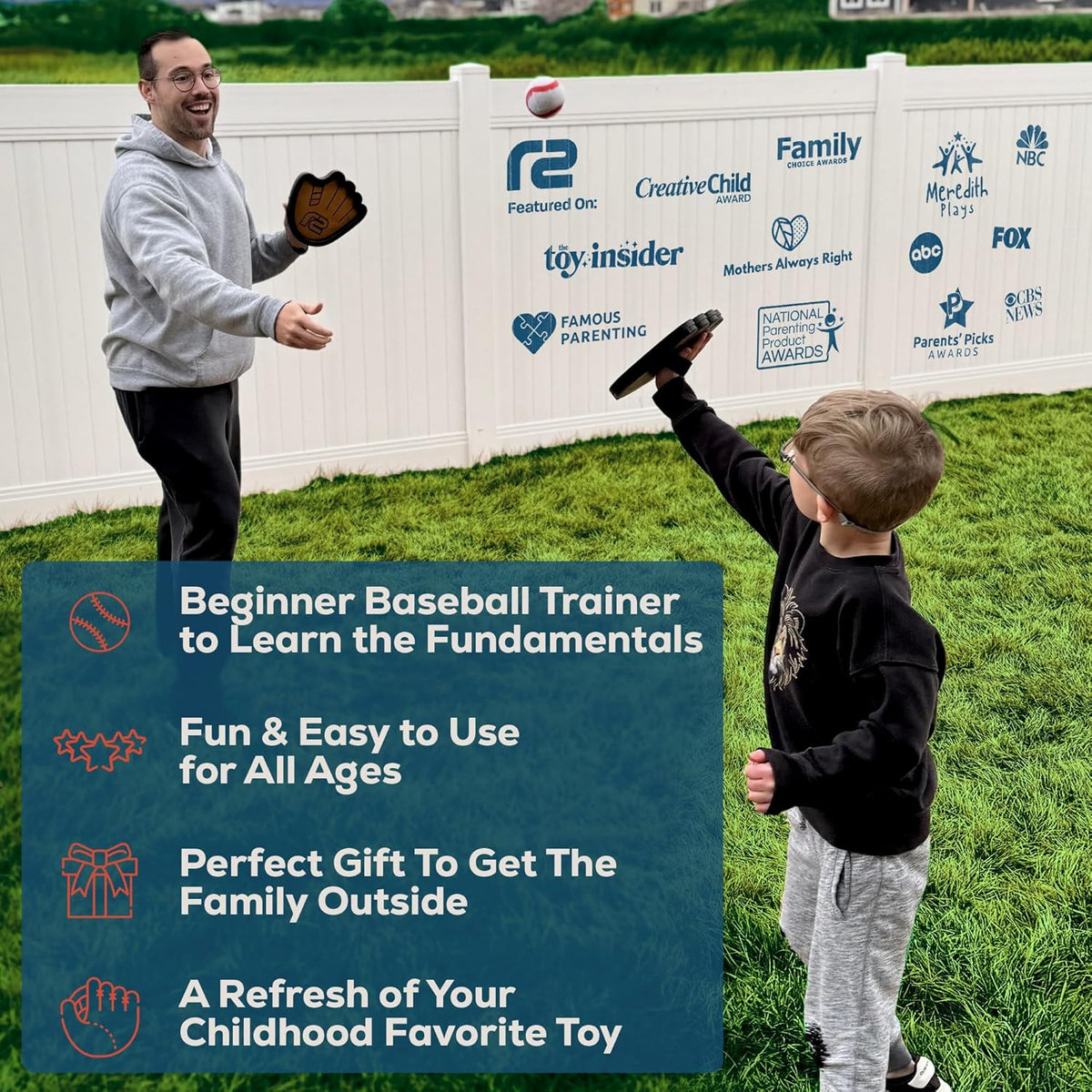 BRAND NEW ~ Toss and Catch Ball Game Set Beginner Baseball Training Gloves
