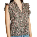 NWT ~ STEVE MADDEN Black Ruffle Calico Sleeveless Blouse Ditsy Top ~ SMALL