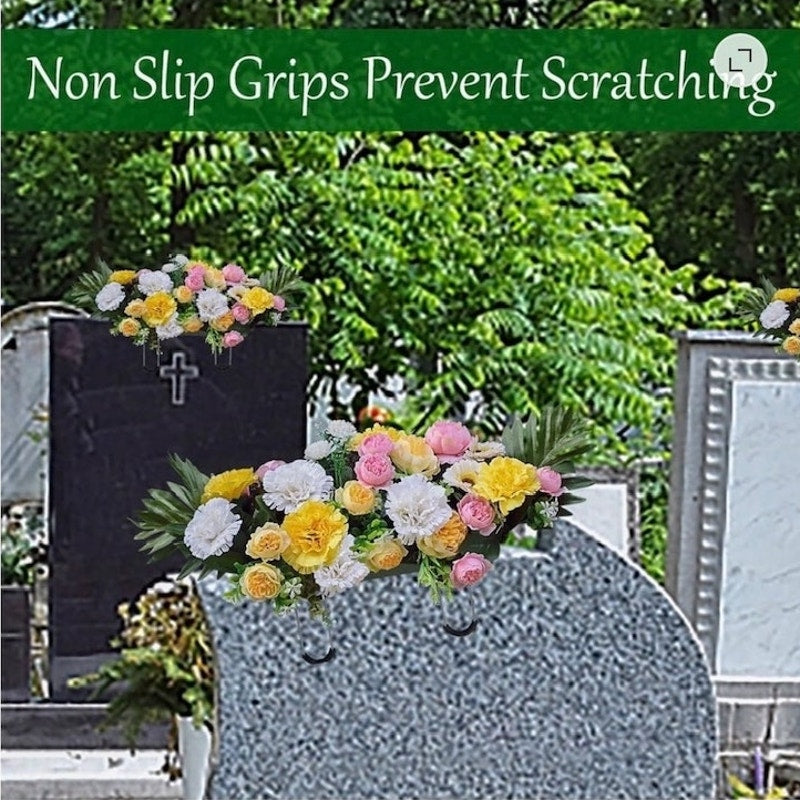 BRAND NEW ~ Set/8 Outdoor Grave Headstone Cemetery Memorial Flower Saddles