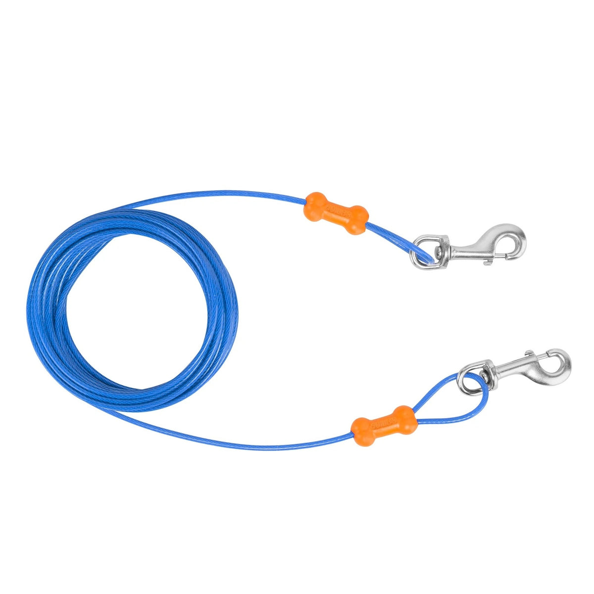 BRAND NEW ~ Petfamily Pet Supplies Dog Blue & Orange Tie Out Cable 25ft / 60lbs