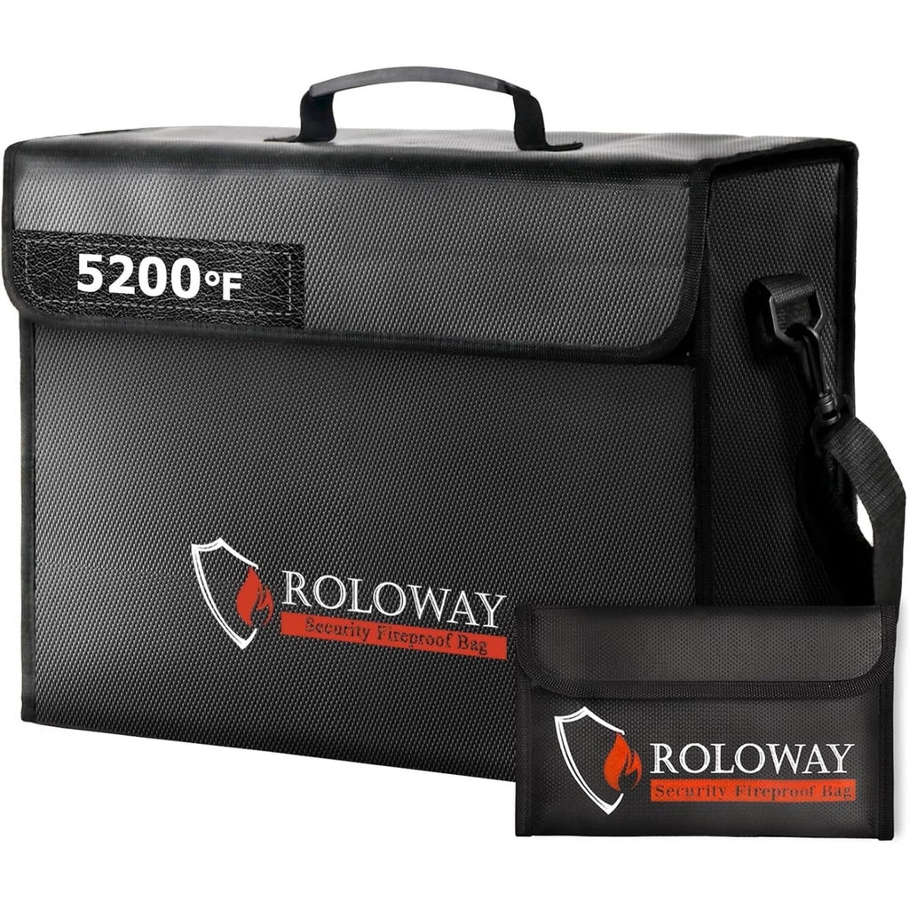 BRAND NEW ~ Large Black Heat Insulated Fireproof Document Bag & Money Pouch