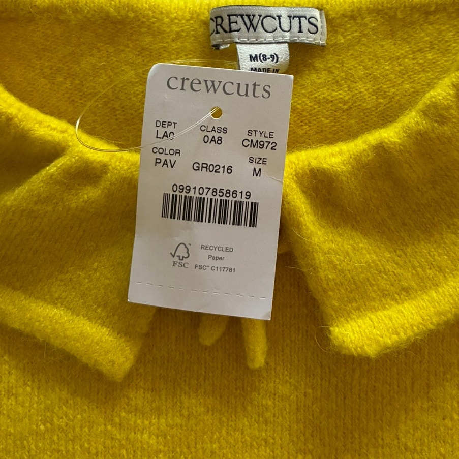 NWT ~ Girls J.CREW Crewcuts Golden Yellow Collared Wool & Alpaca Sweater ~ MED.