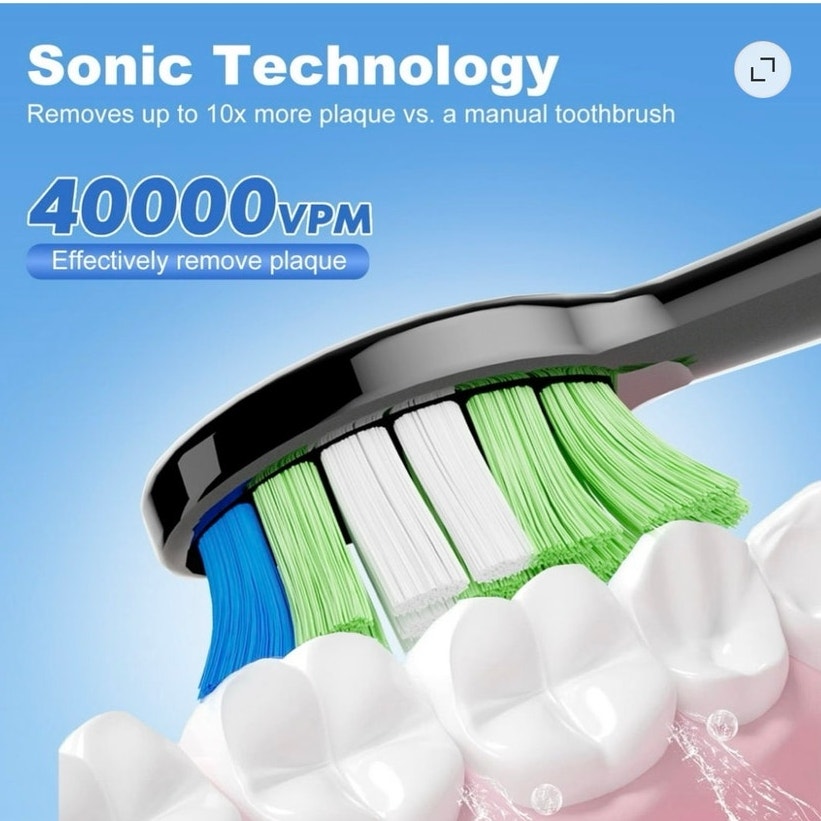 BRAND NEW ~ Black Electric Rechargeable Power Wireless Toothbrush & Travel Case