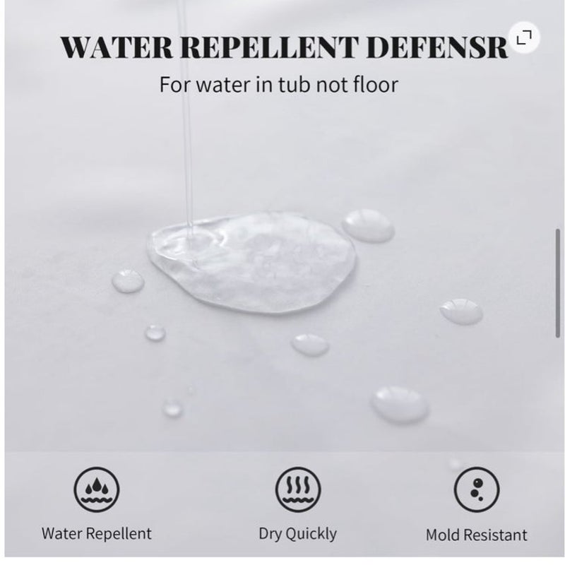 BRAND NEW ~ White Fabric Water-Repellent Stall Shower Curtain ~ 36" x 72"
