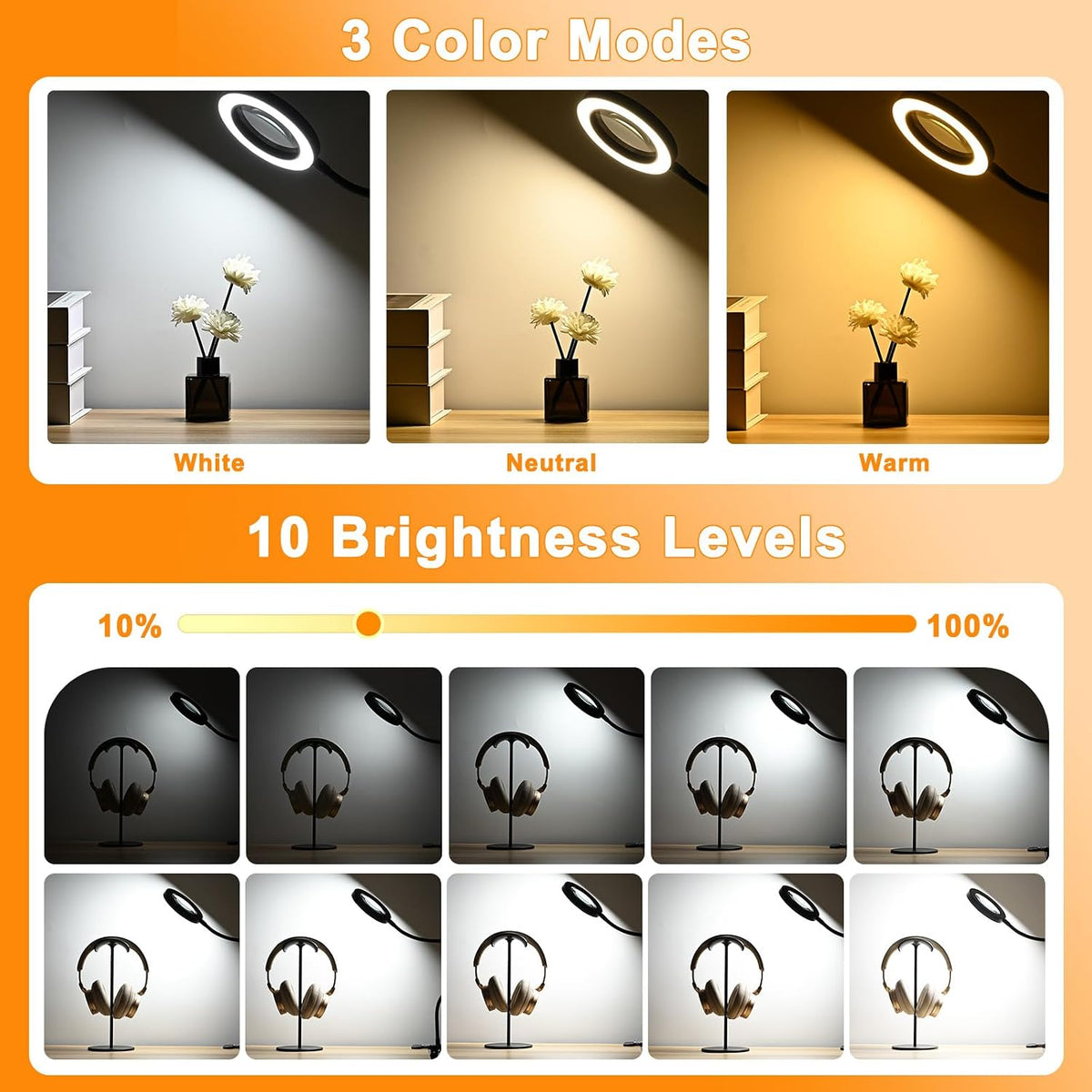 BRAND NEW ~ 10X Magnifying Glass with Light 2 in 1 Magnifying Desk Lamp Timer