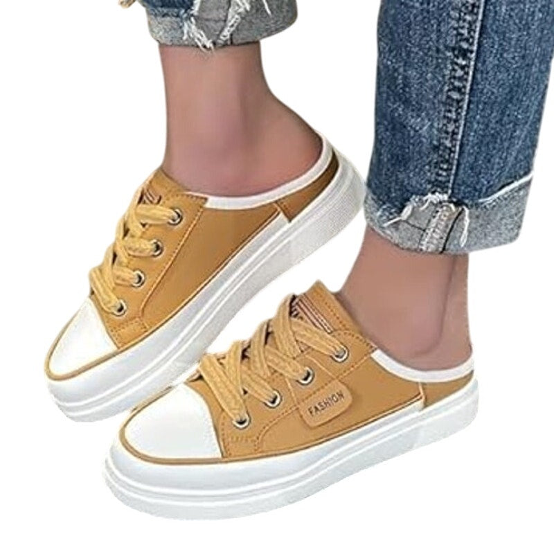 NWT ~ Tan Flat Mule Slip-On Backless Casual Sneakers Shoes ~ Women's Size 11 1/2