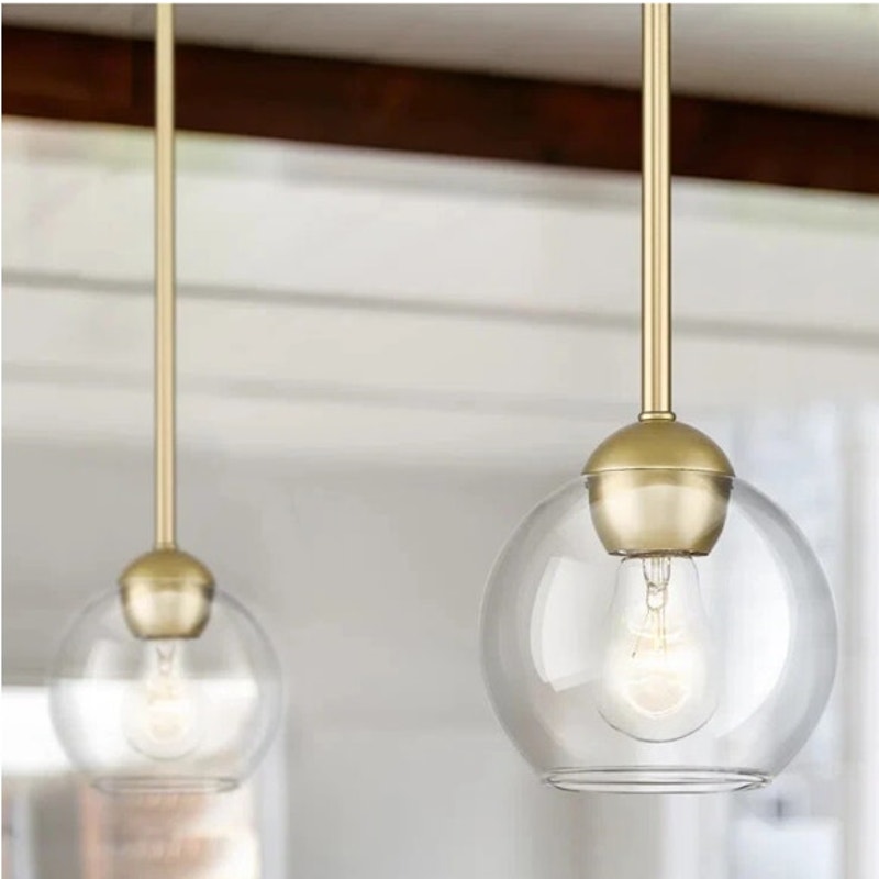 NWT ~ Daemar 1 Light Single Globe Gold Modern Farmhouse Dimmable Pendant Light