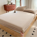 BRAND NEW ~ Tan Gingham Checked Fitted Bed Sheet ~ King Plus Size