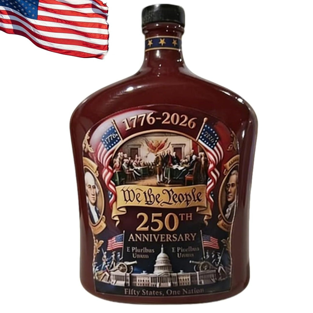 BRAND NEW ~ Set/6 ~ 250th Anniversary 1776-2026 Patriotic Glass Brown Bottles