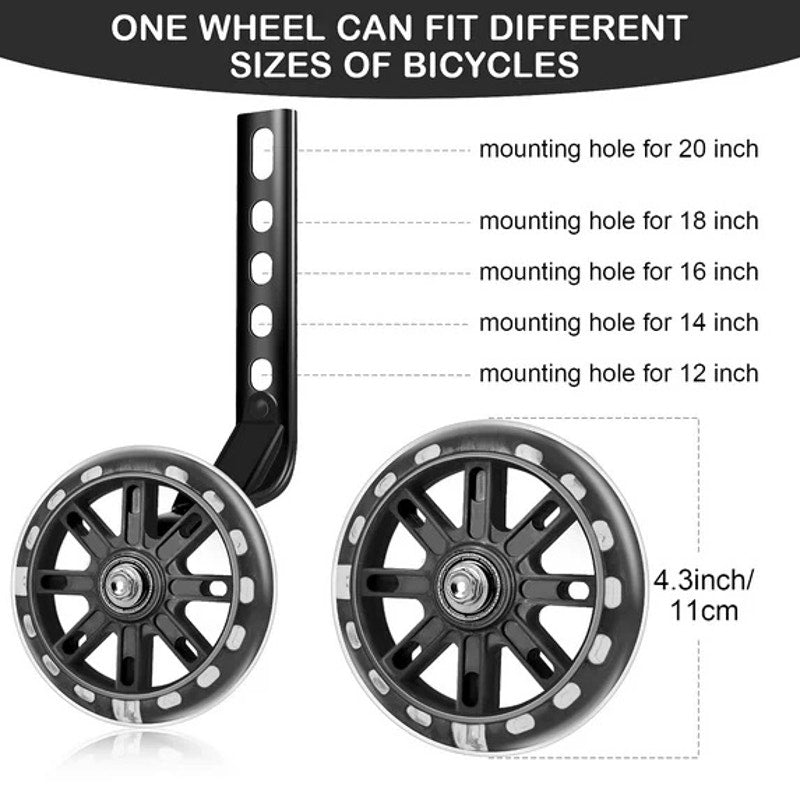 BRAND NEW ~ 1 Pair Flash Bicycle Training Safety Wheels ~ 12 14 16 18 20 Inch
