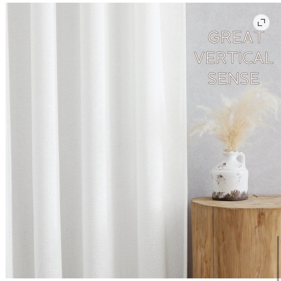 BRAND NEW ~ White Faux Linen Semi Sheer Light Filtering Curtains ~ 52" x 96"