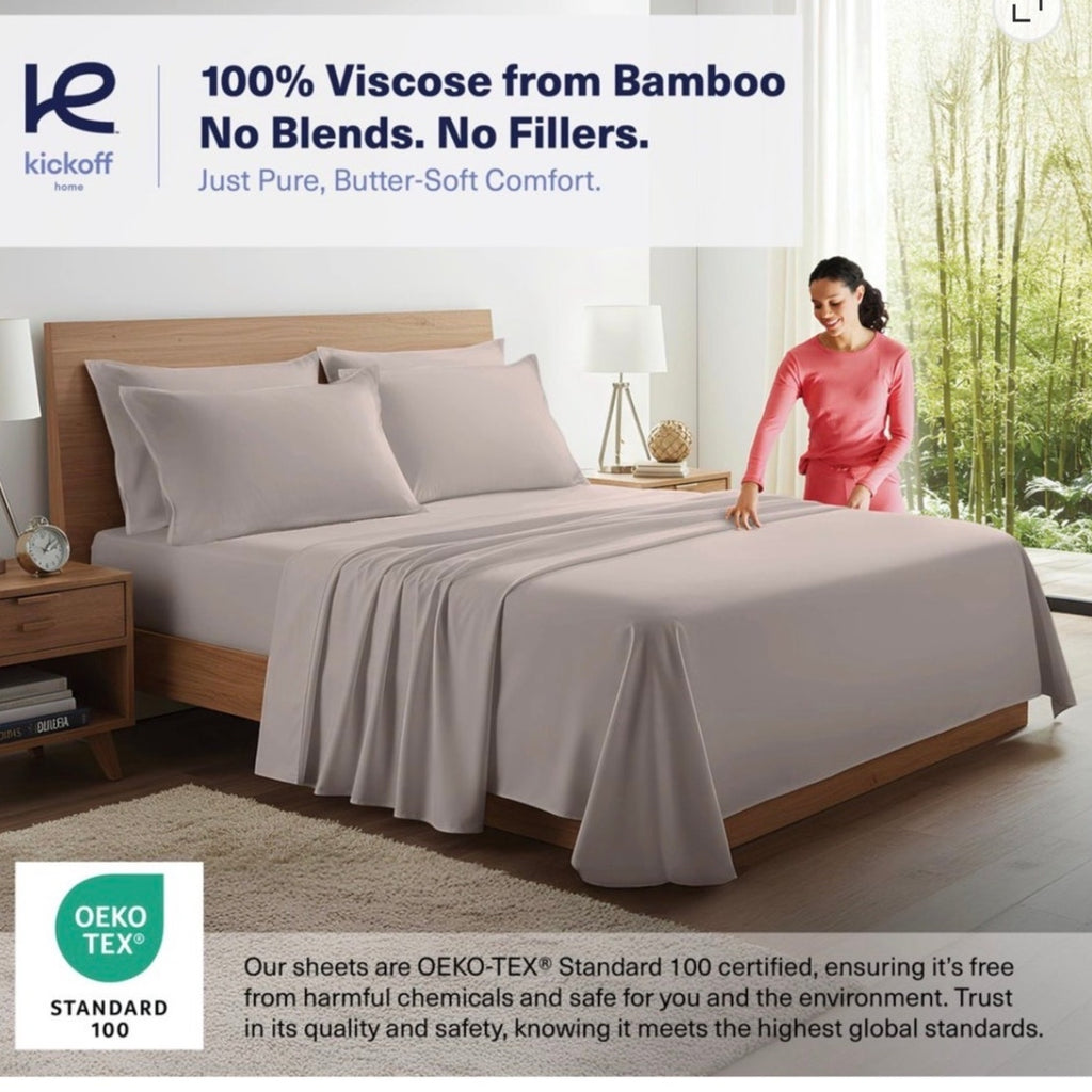 BRAND NEW 3pc Twin Size Gray Mist 100% Organic Bamboo Viscose Cooling Sheet Set