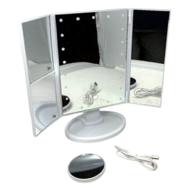 BRAND NEW ~ LED Vanity Mirror Foldable with Three Panels Magnification USB Power