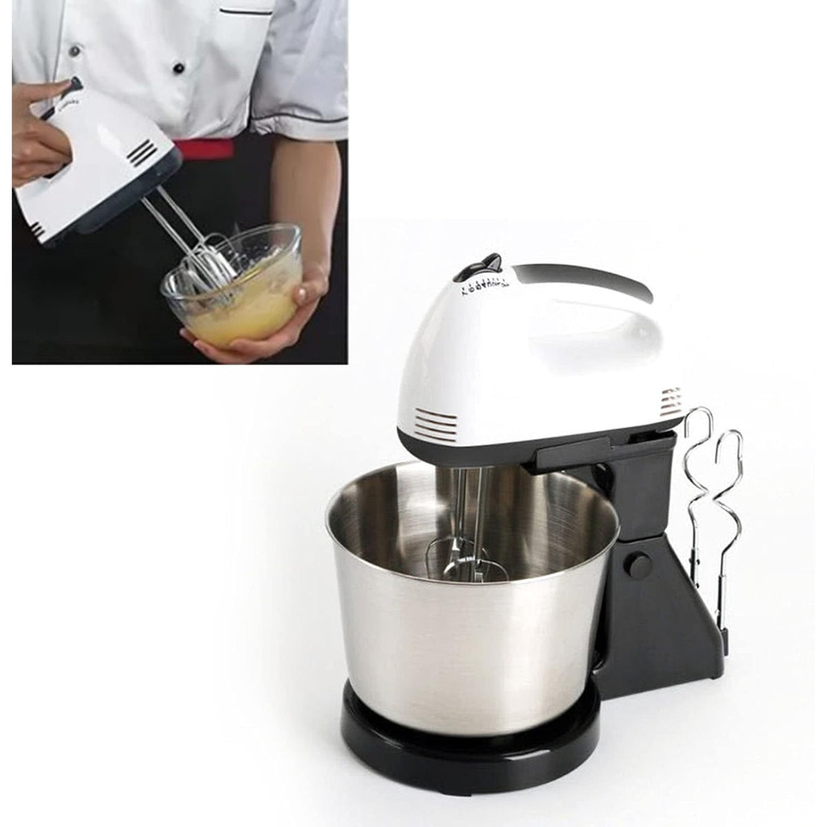 NWT ~ Electric Stand Mixer Whisk & Dough Hook ~ Small Household Hand Stand Mixer