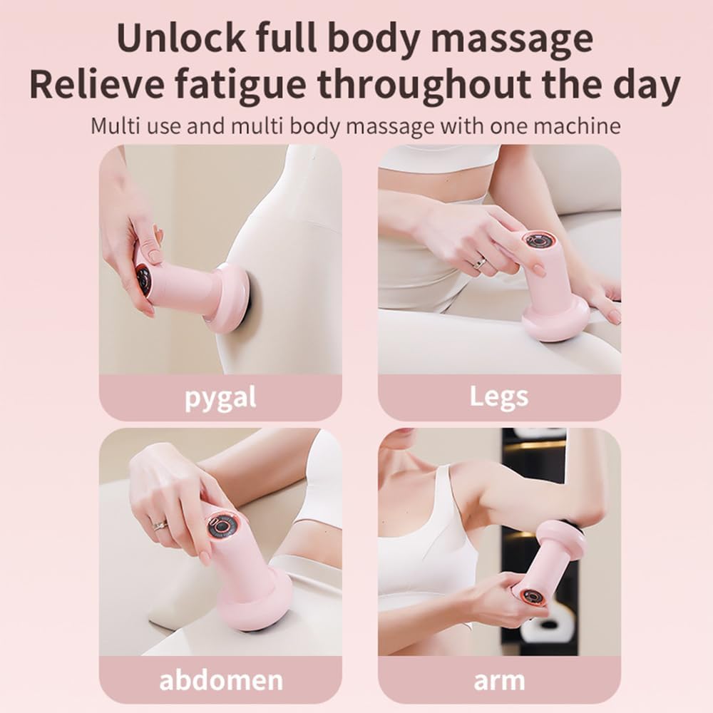 NWT ~ Pink Body Sculpting Machine Handheld Massager & 4 Massage Heads