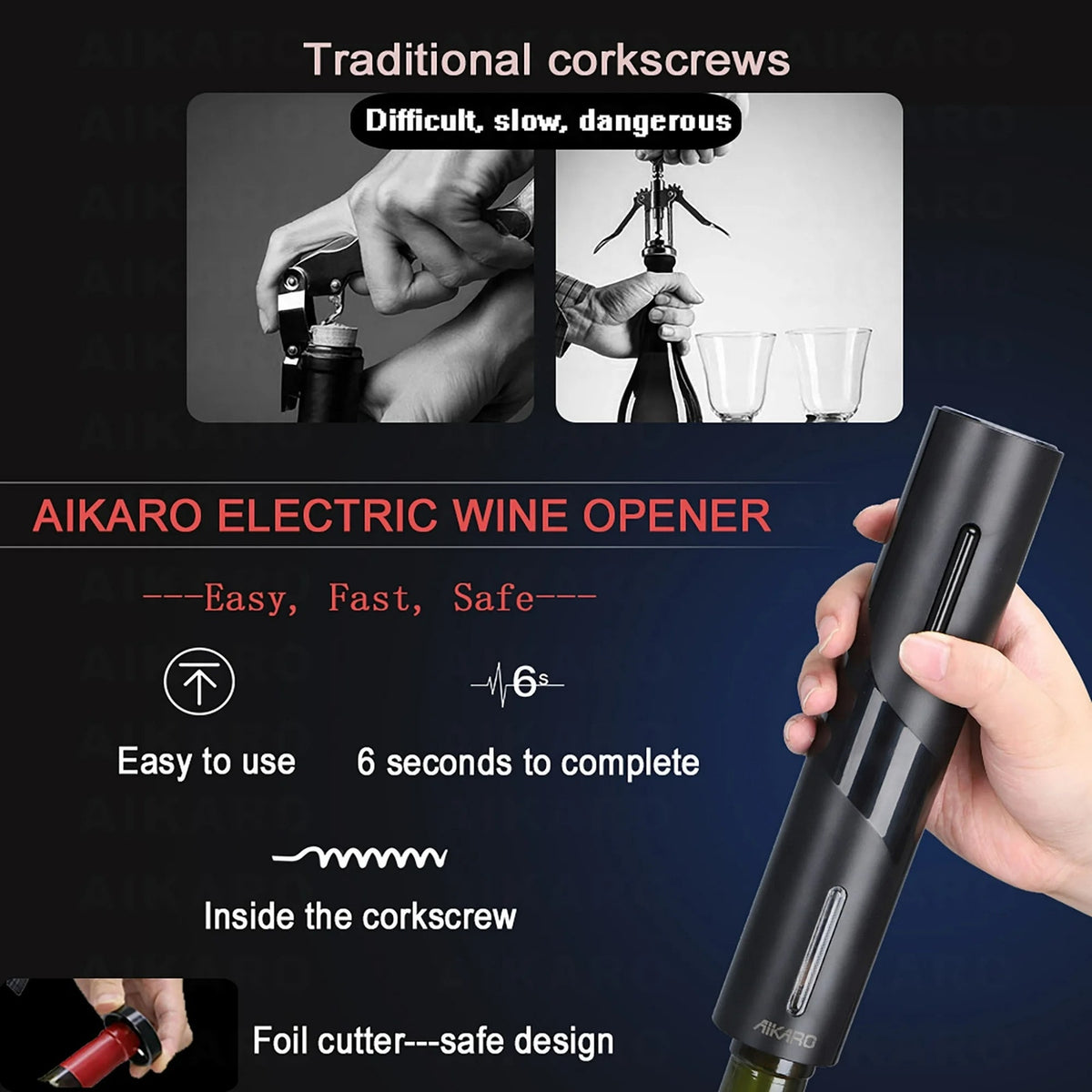 BRAND NEW Automatic Electric Battery Wine Bottle Opener Corkscrew & Accessories
