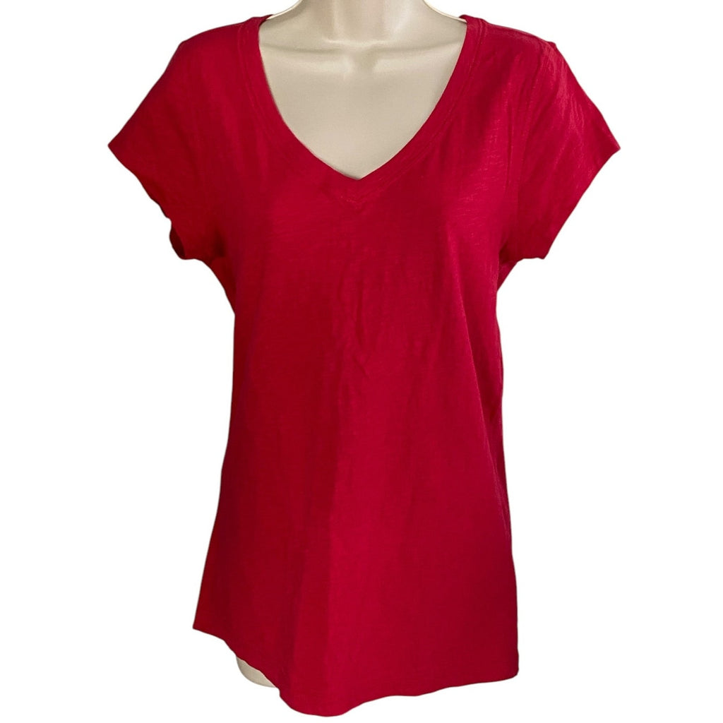 NWT ~ SO "Wild Cherry" Red V-Neck Cap Sleeve Casual T Shirt Top ~ Women's XL