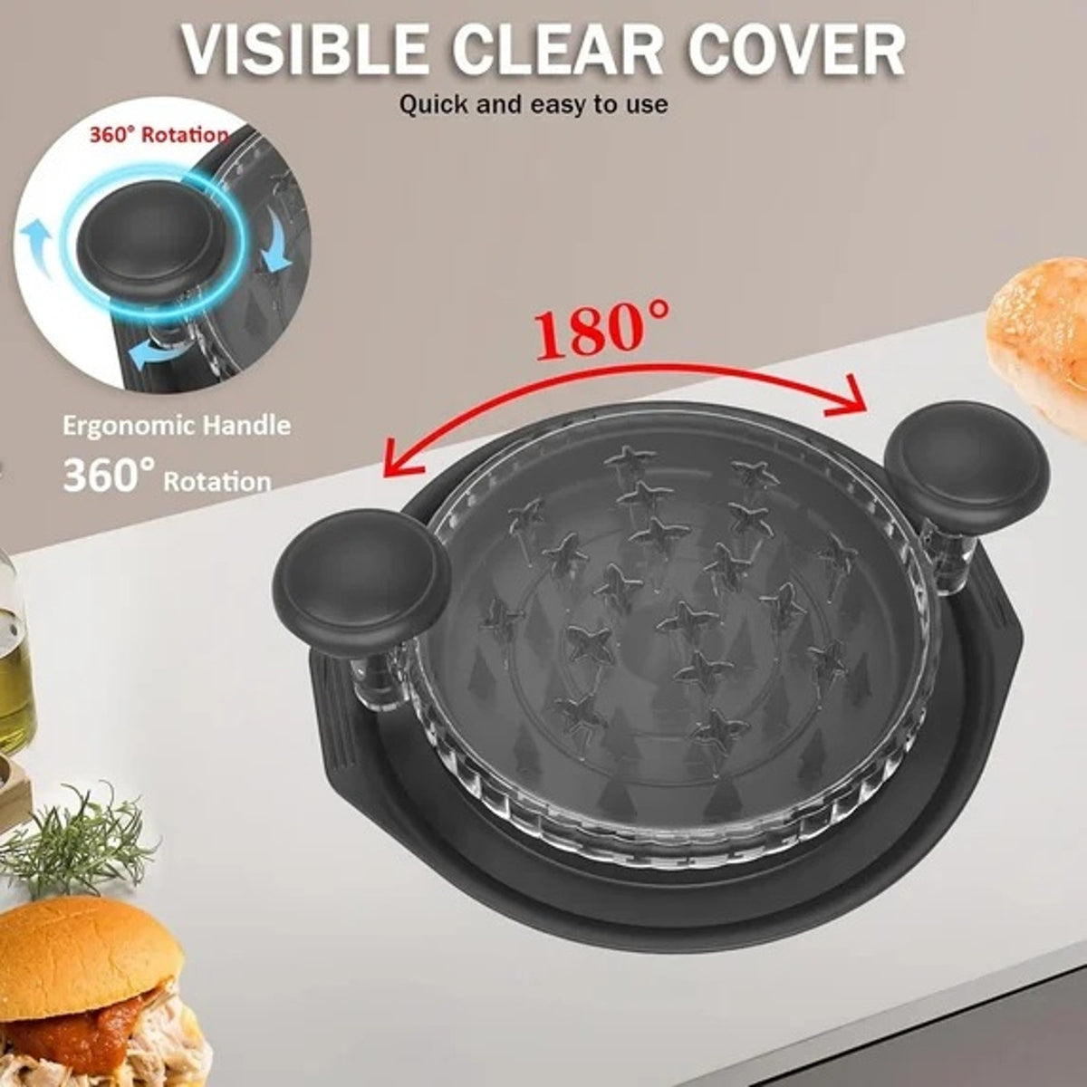BRAND NEW ~ Modern Farmhouse Kitchen Red Chicken Shredder & Clear Cover 9.8x9.8"