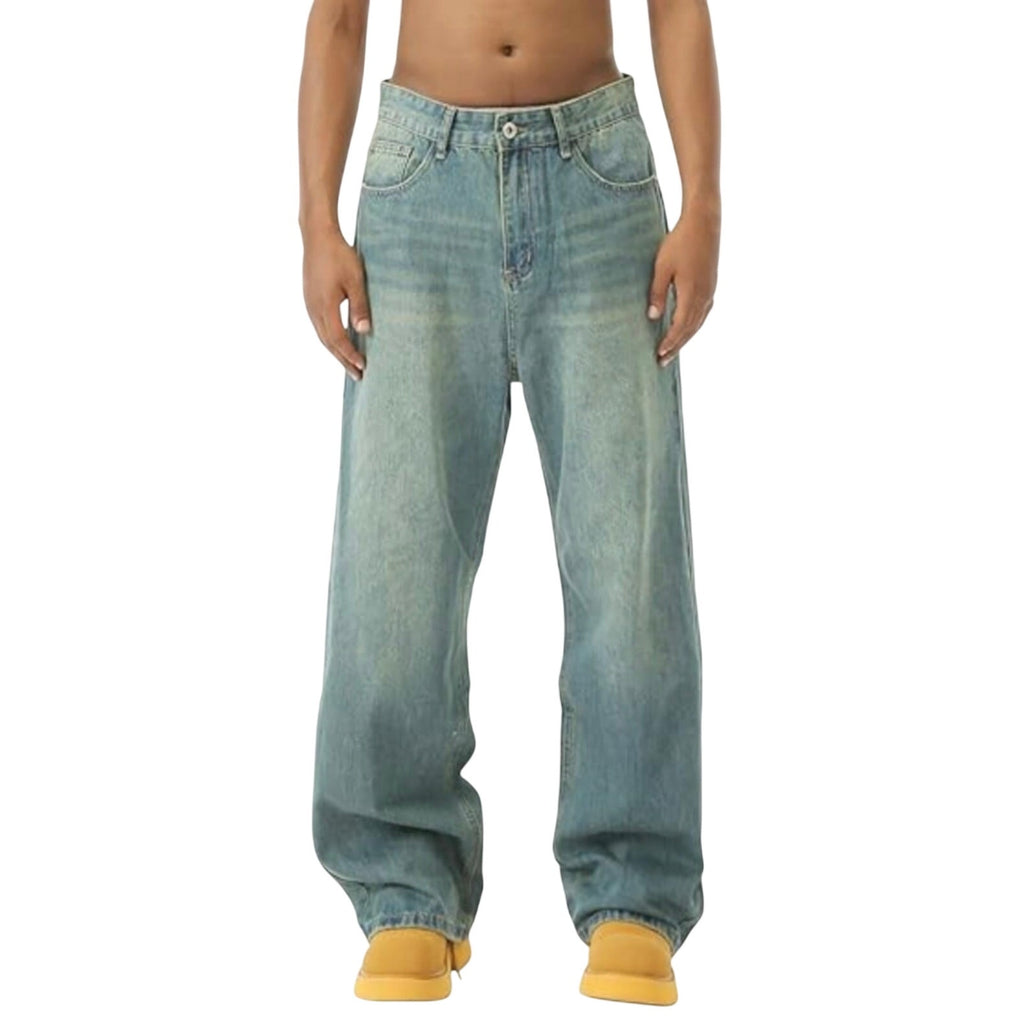 NWT ~ Men's Wide Leg Denim Blue Jeans Y2K Loose Fit 90s Streetwear Pants ~ 2X