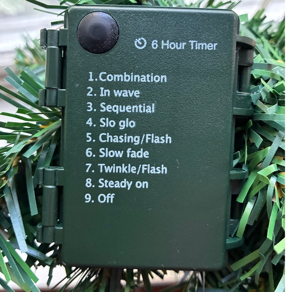 BRAND NEW ~ Realistic Christmas Pre-Lit Greenery Wreath Timer & 9 Lighting Modes