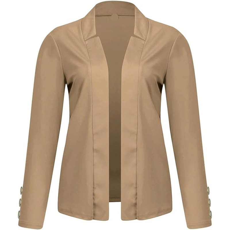NWT ~ Women's Tan Open Blazer Cardigan Jacket Long Sleeves Gold Buttons ~ XXL