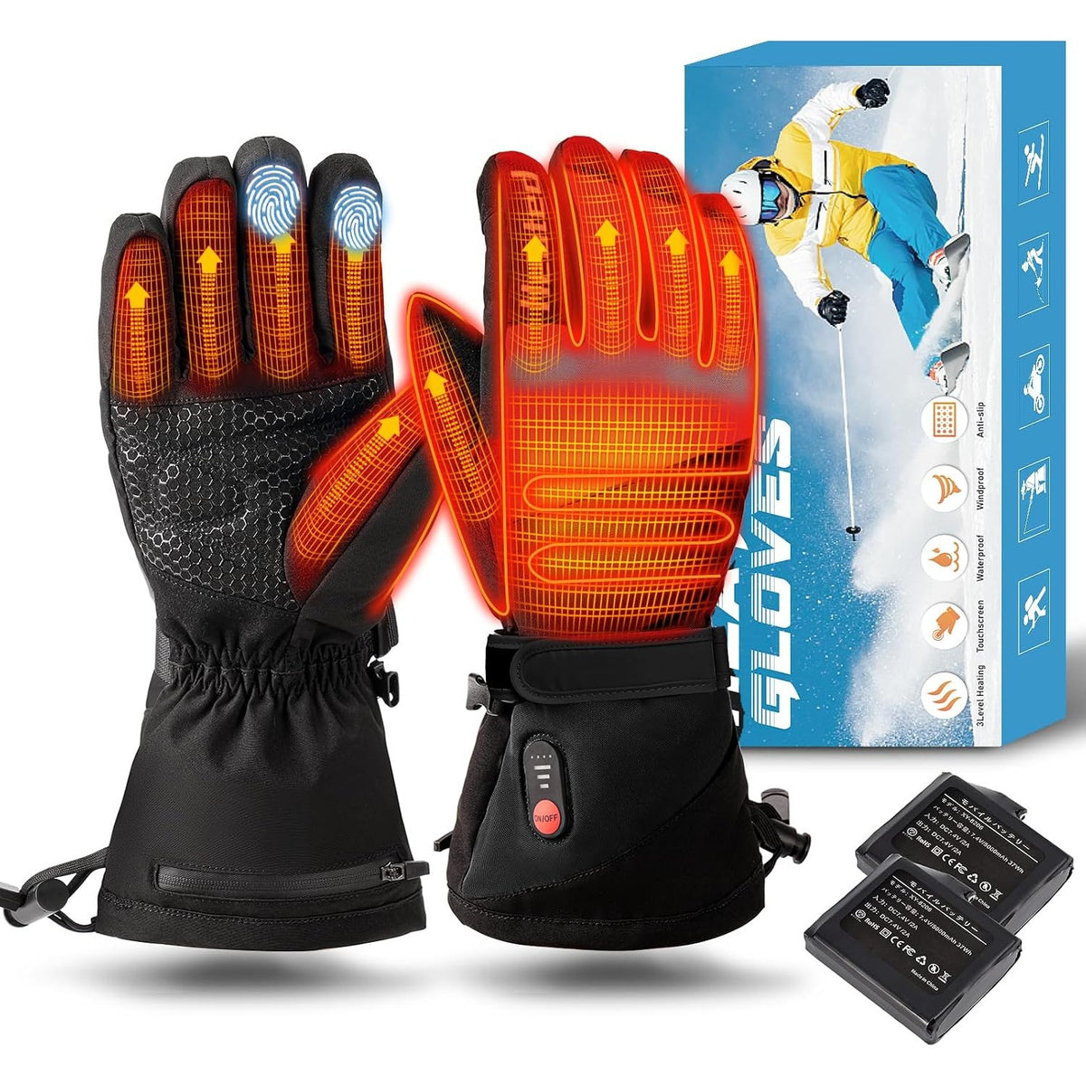 BRAND NEW ~ Black Rechargeable Heated Winter Gloves ~ Size L ~ 3 M Thinsulate