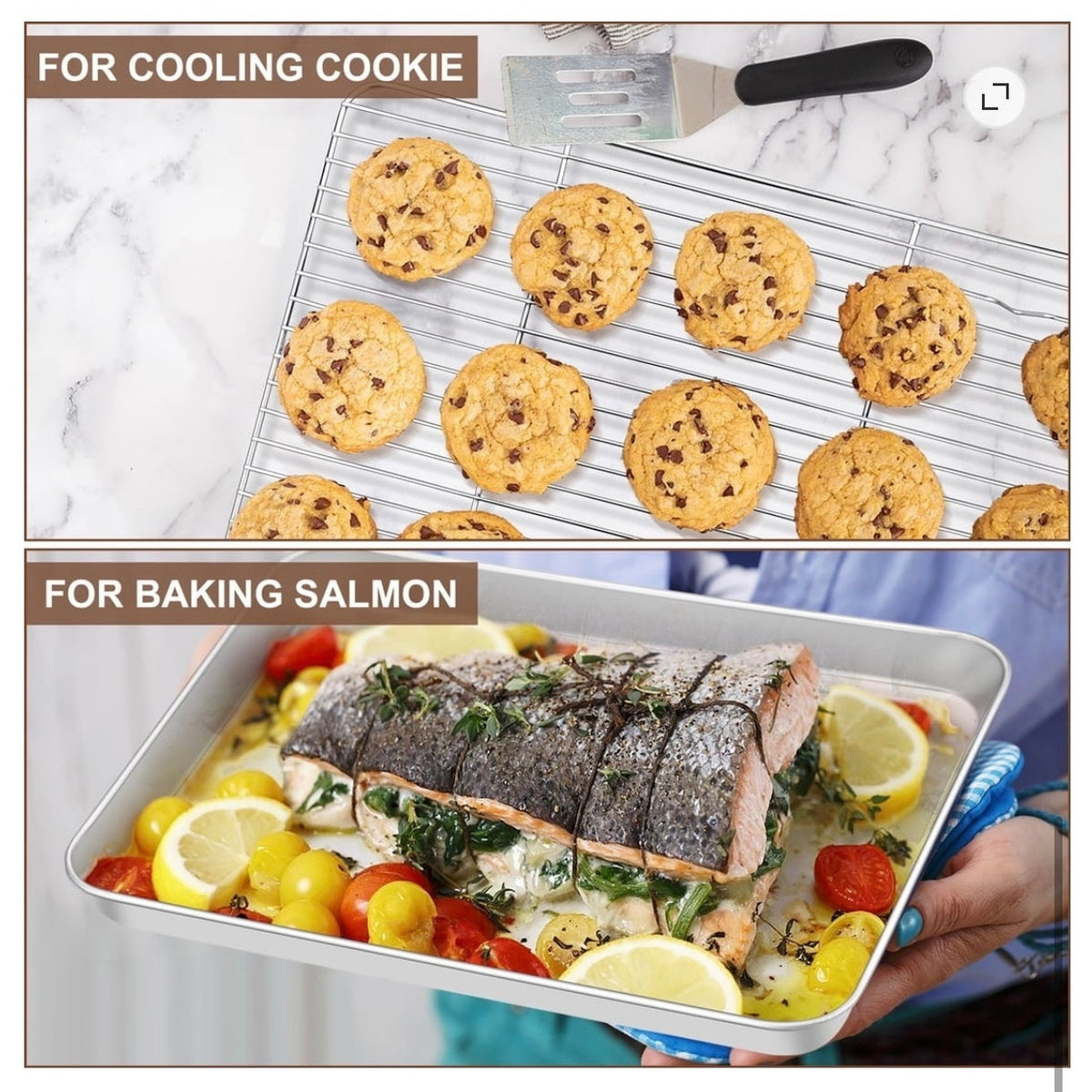 BRAND NEW ~ Set/4 Stainless Steel Baking Sheet Pans & Cooling Racks ~ 16" & 12"