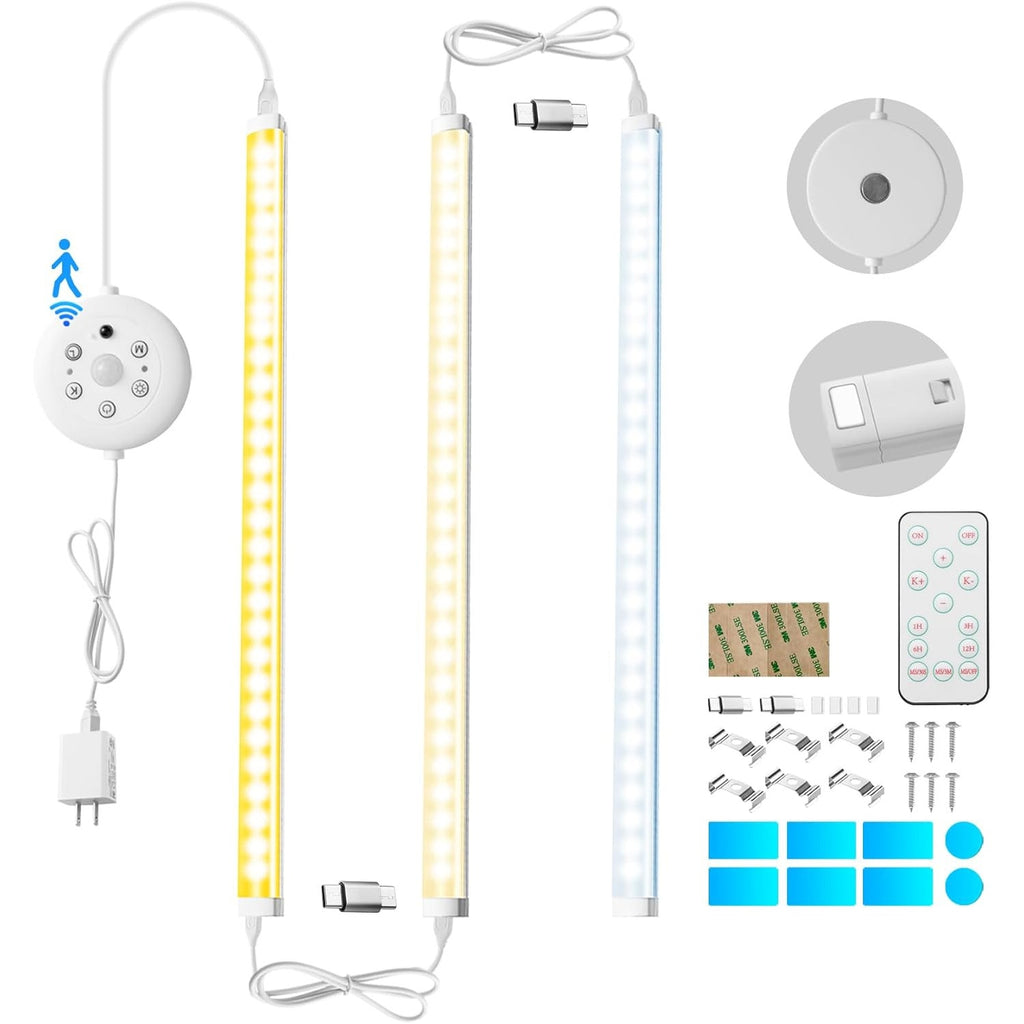 BRAND NEW ~ Set/3 Thin LED Motion Sensor Dimmable Remote Closet Light Bars