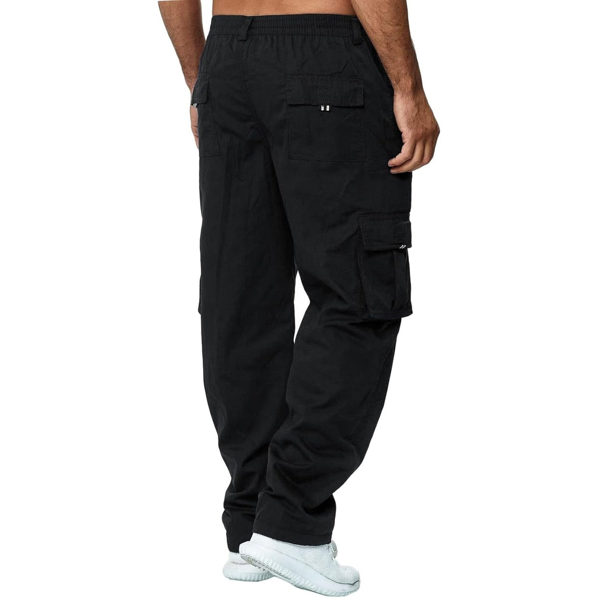 NWT ~ Men's Black Casual Cotton Relaxed Fit Cargo Pants ~ Size LARGE