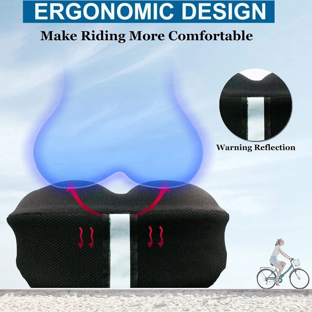 BRAND NEW ~ Black 2-in-1 Bike Seat Gel Padded Comfort Bicycle Cushion Cover