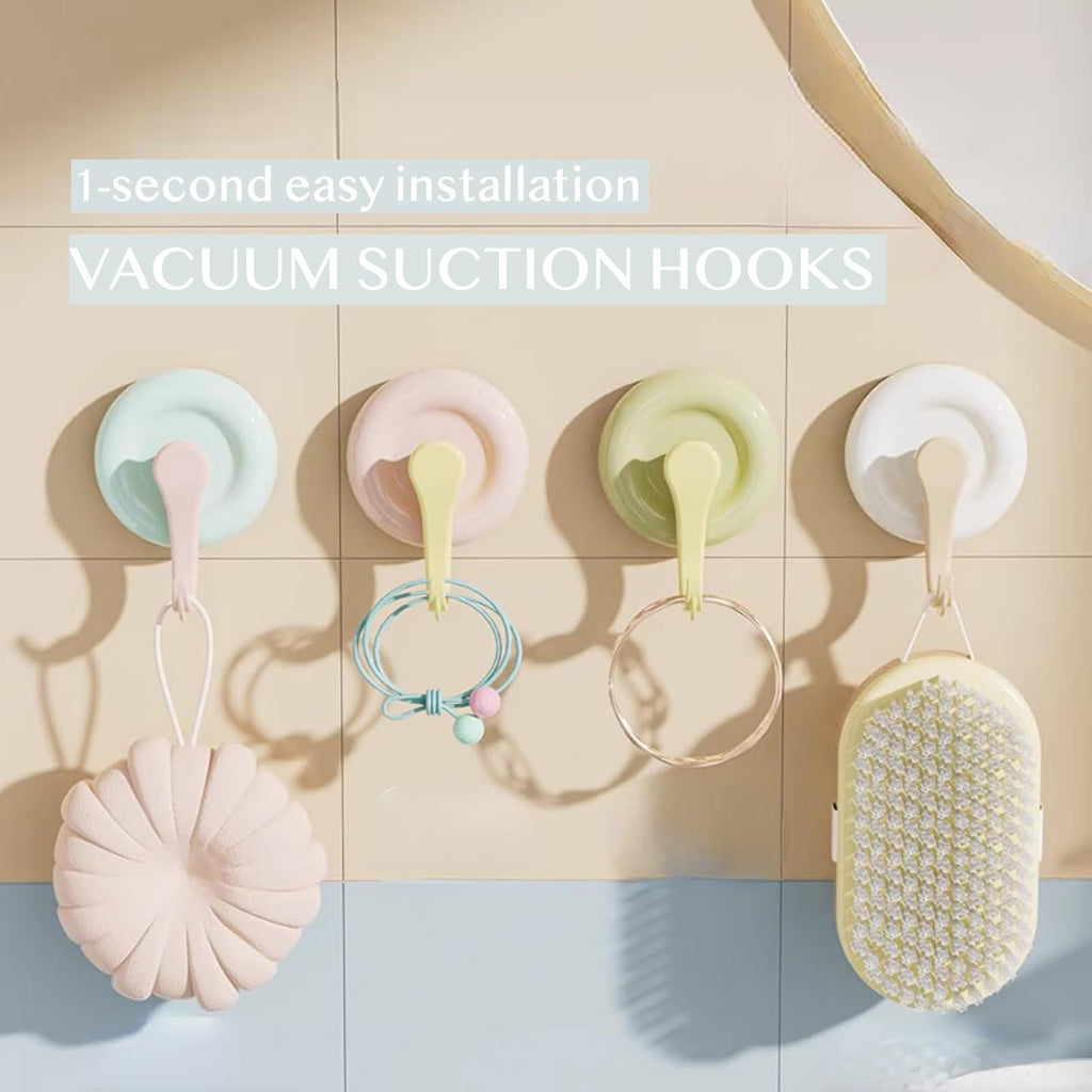 NWT ~ Set/4 Pastel Color Heavy Duty No-Drill Reusable Vacuum Suction Hooks