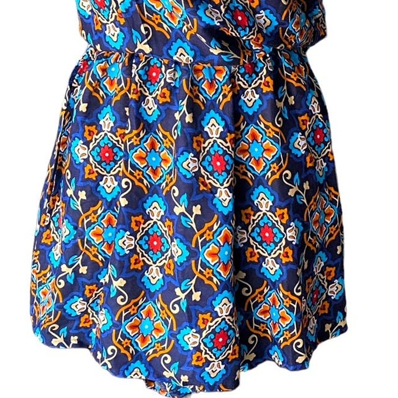 NWT ~ YOUNG USA Blue Bohemian Paisley Wrap Front Boho Romper ~ Women's MEDIUM