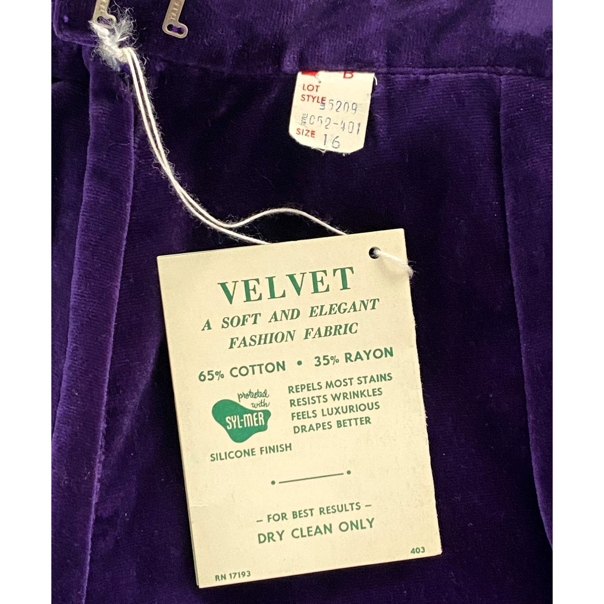 NWT ~ Vintage MAJESTIC Purple Velvet Midi Skirt ~ Women's Size 16