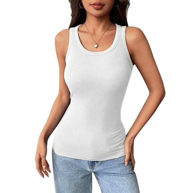 NWT ~ Set/2 Women's Black & White Ribbed Tank Tops Built In Bra ~ Plus Size XXL