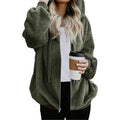 NWT ~ Women's Army Green Thick Sherpa Full Zip Hoodie Coat Jackey ~ Plus Size 3X