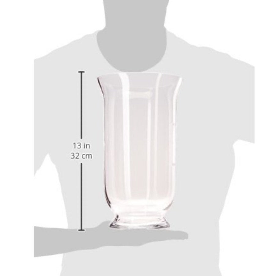 NWT ~ Brandermill Large Clear Glass Modern Farmhouse Heavy Hurricane Vase ~ 13"