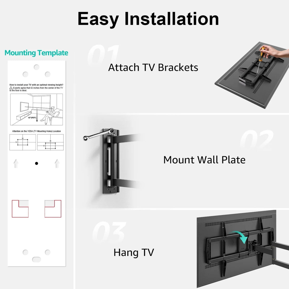 BRAND NEW ~ Full Motion 37.9 Long Arm Tilt & Swivel Arm TV Wall Mount