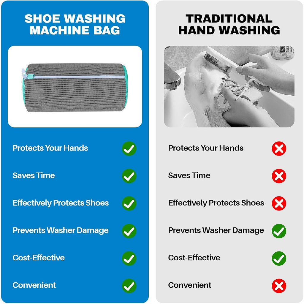 BRAND NEW ~ Set/2 Gray Soft Reusable Shoe Laundry Dryer Washing Machine Bag