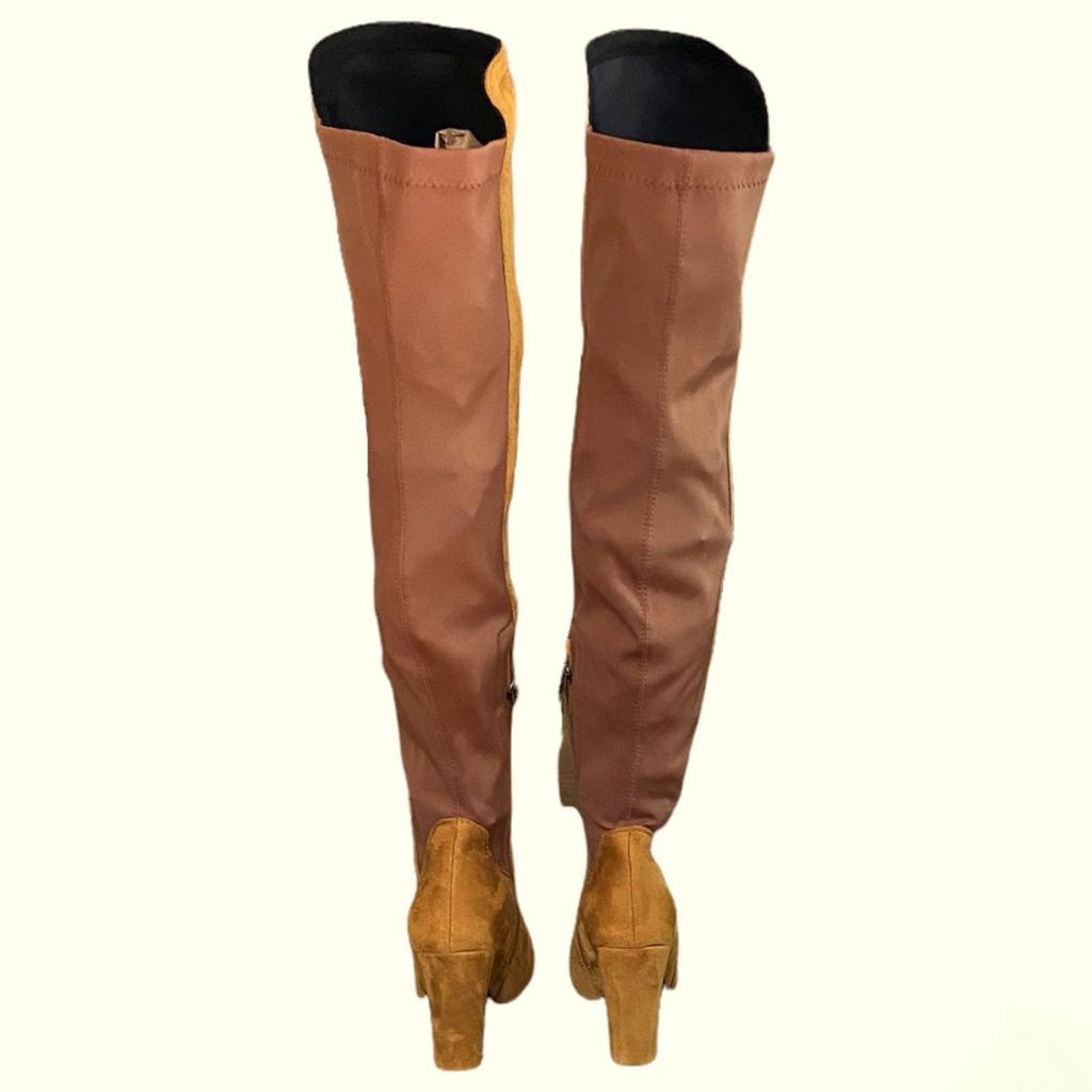 NWT ~ Rust Brown Suede Over-The-Knee Boots NWT Size 35 ( 5 ) Stretchy Back