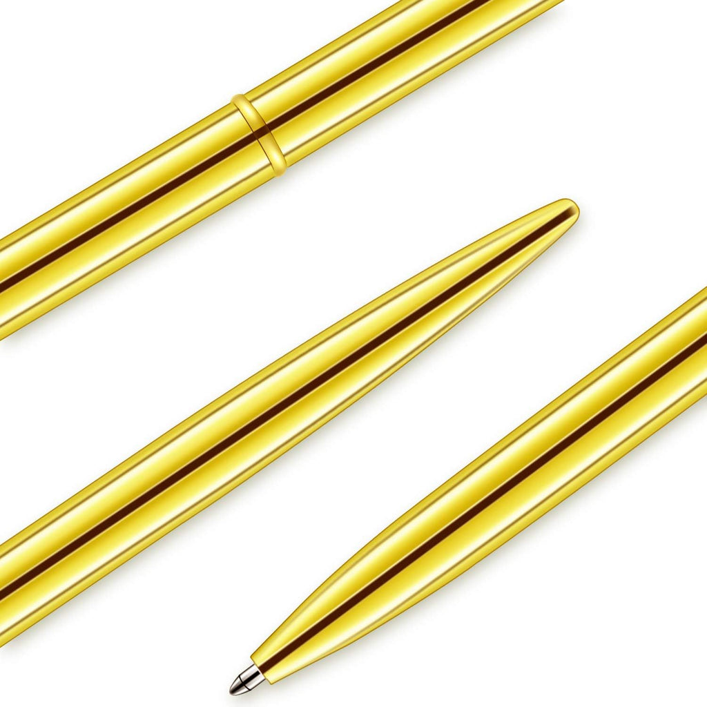 BRAND NEW Set/60 Long Metallic Gold Slim Retractable Lightweight Ballpoint Pens