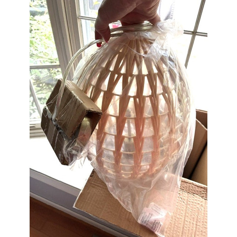 BRAND NEW Large Boho Handwoven Rattan Hanging Bohemian Wicker Lamp Light 14"x12"