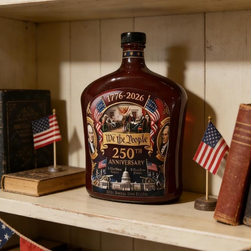 BRAND NEW ~ Set/6 ~ 250th Anniversary 1776-2026 Patriotic Glass Brown Bottles