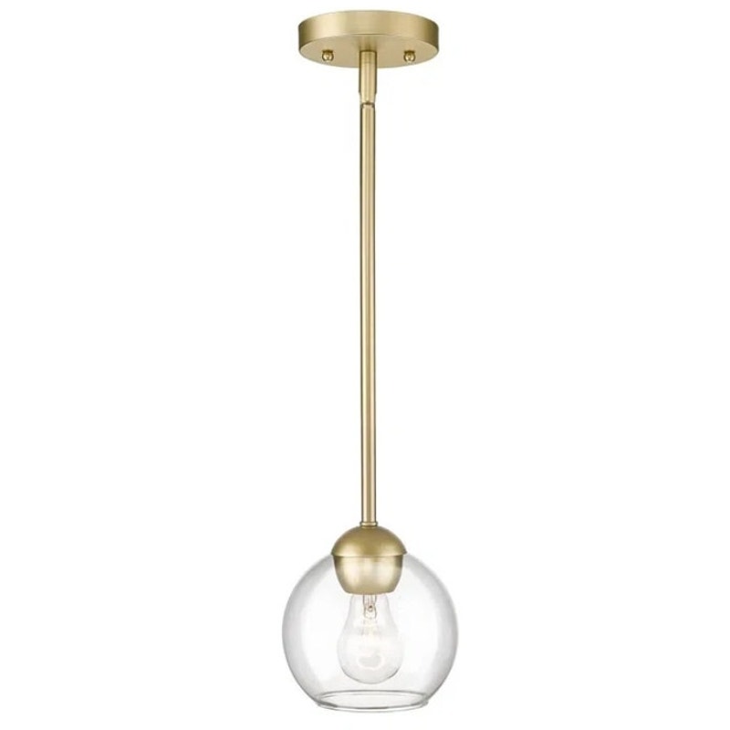 NWT ~ Daemar 1 Light Single Globe Gold Modern Farmhouse Dimmable Pendant Light