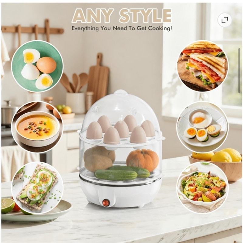 BRAND NEW ~ White 14 Egg Capacity Hard Boiled Rapid Electric Egg Cooker Auto Off