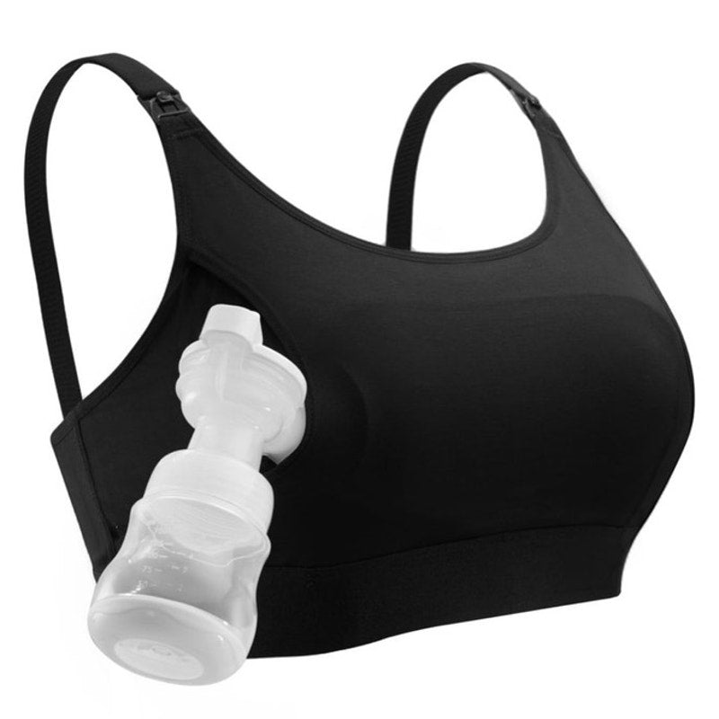 NWT ~ Momcozy Black Maternity Hands-Free Pumping Nursing Bra ~ Women's Size XL