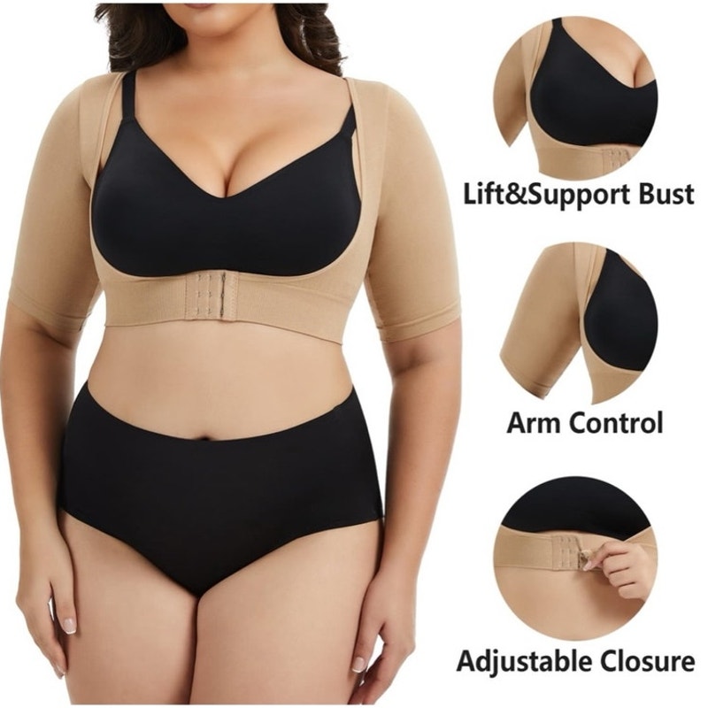 NWT Plus Size Shapewear Upper Arm Shaper Short Sleeve Slimmer Compression Top 1X